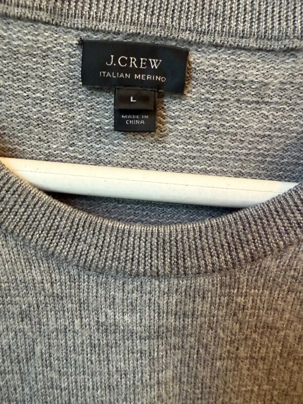 J.Crew Italian Merino Wool Crewneck Sweater Gray Knit Pullover Men's Size L